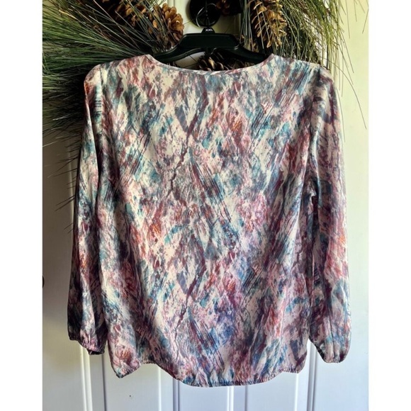 Willi Smith Pink, Blues Waterfall Print Blouse/Top/Shirt Size Medium - Picture 2 of 12
